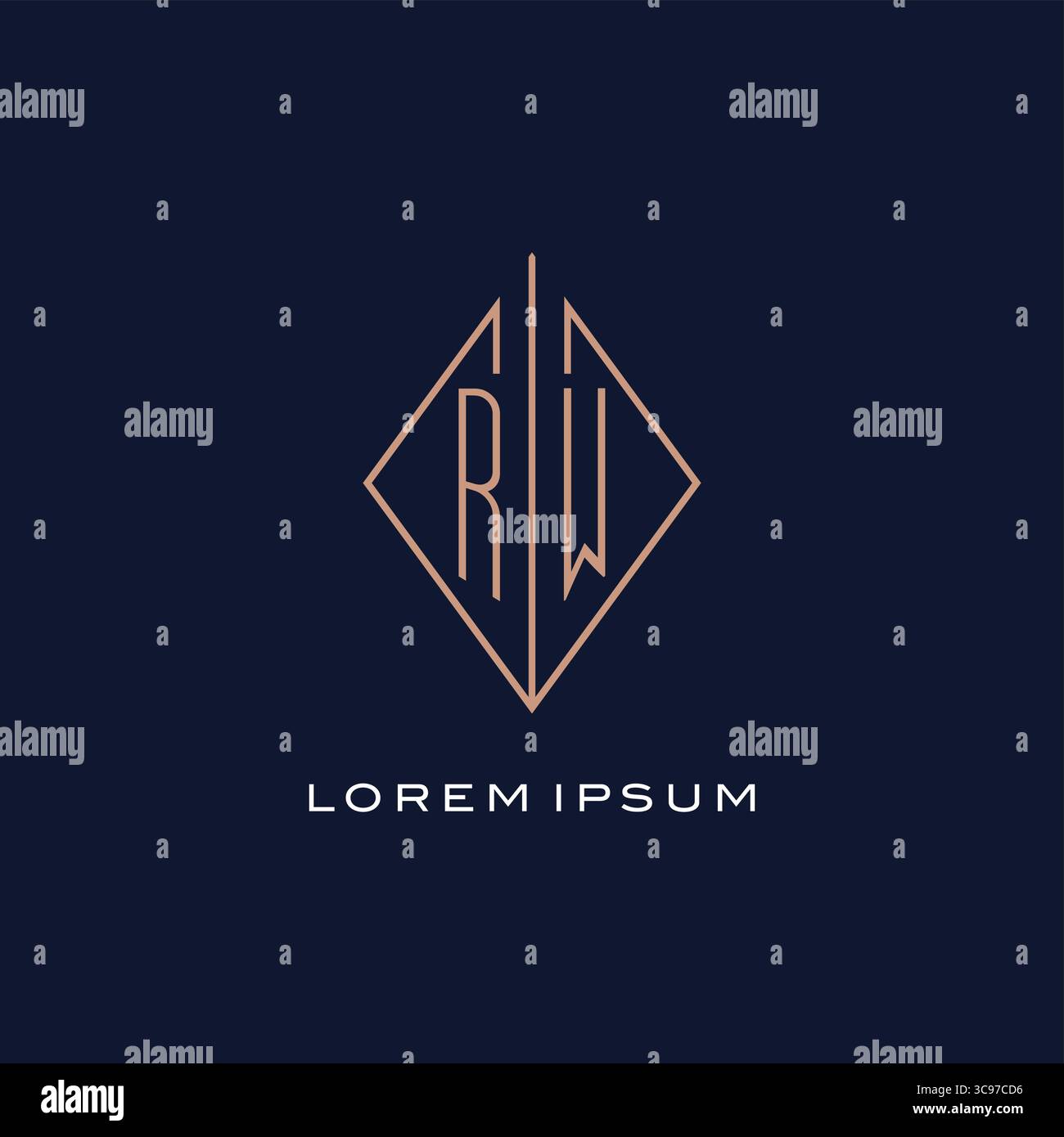 Monogramm RW-Logo mit luxuriösem, modernem Logo im Rautenrautenstil und Vektorgrafik Stock Vektor