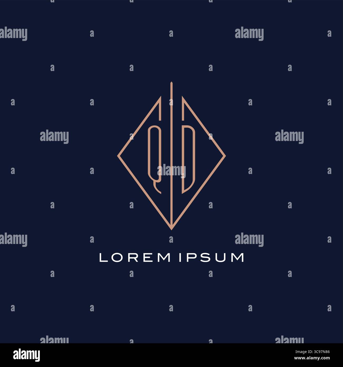 Monogramm QD-Logo mit Diamant-Rautenmuster luxuriöses modernes Logodesign Vektorgrafik Stock Vektor