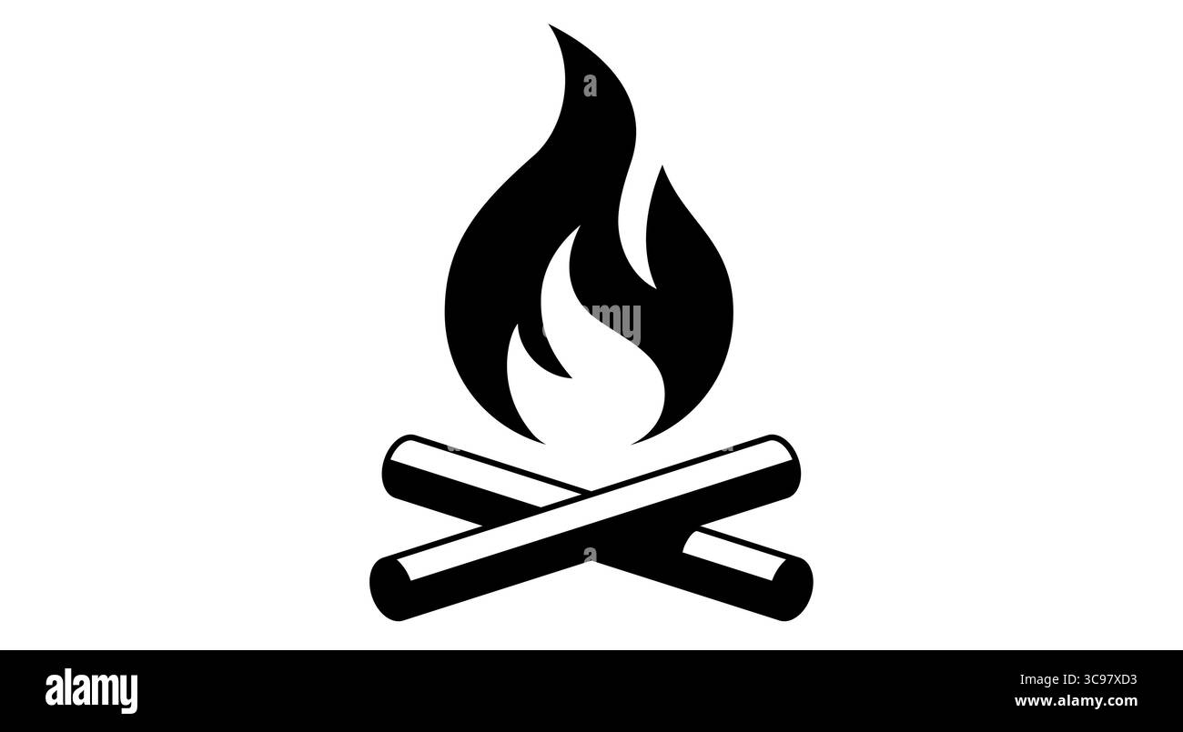 Feuer, Flamme, Lagerfeuer. Flammenfeuer-Symbol Stock Vektor