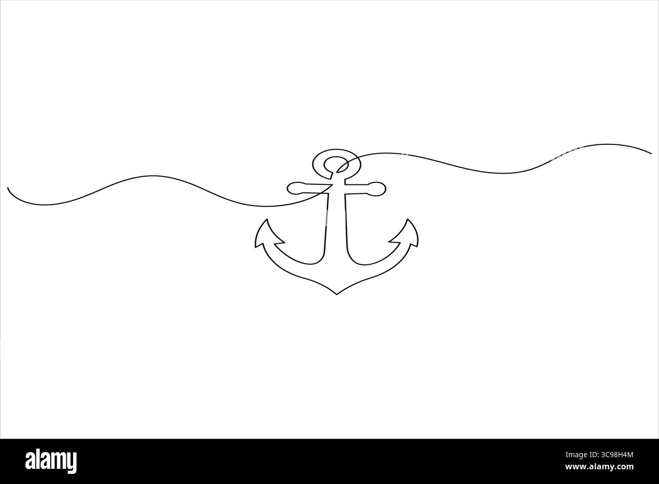 Schiffsanker Symbol durchgehende einzeilige Vektorillustration im Zeichenstil auf weißem Hintergrund Stock Vektor