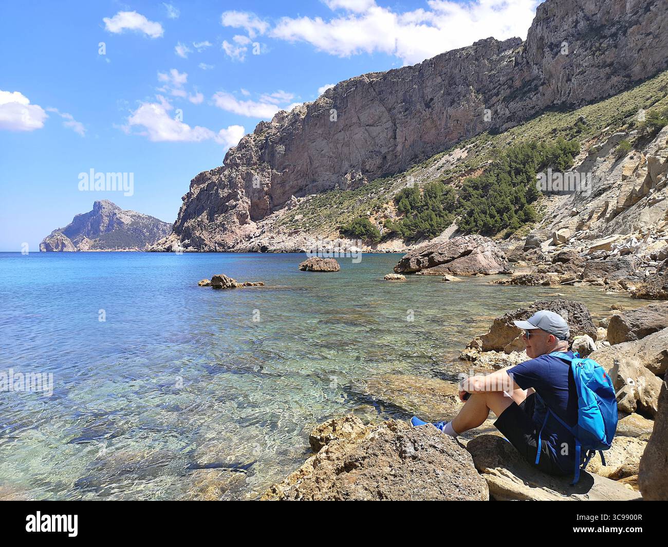 Cala de Boquer Bucht im Norden Mallorcas. Nur mit dem Boot oder einem Wanderweg über die Serra de Tramuntana von Puerto Pollensa aus erreichbar. Stockfoto