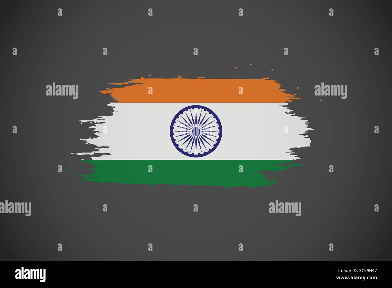 Indische Flagge mit künstlerischem Pinselstrich-Effekt. Stock Vektor
