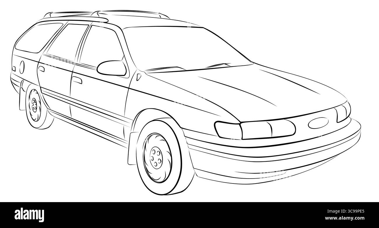 Die Skizze eines alten Personenkraftwagens. Stock Vektor