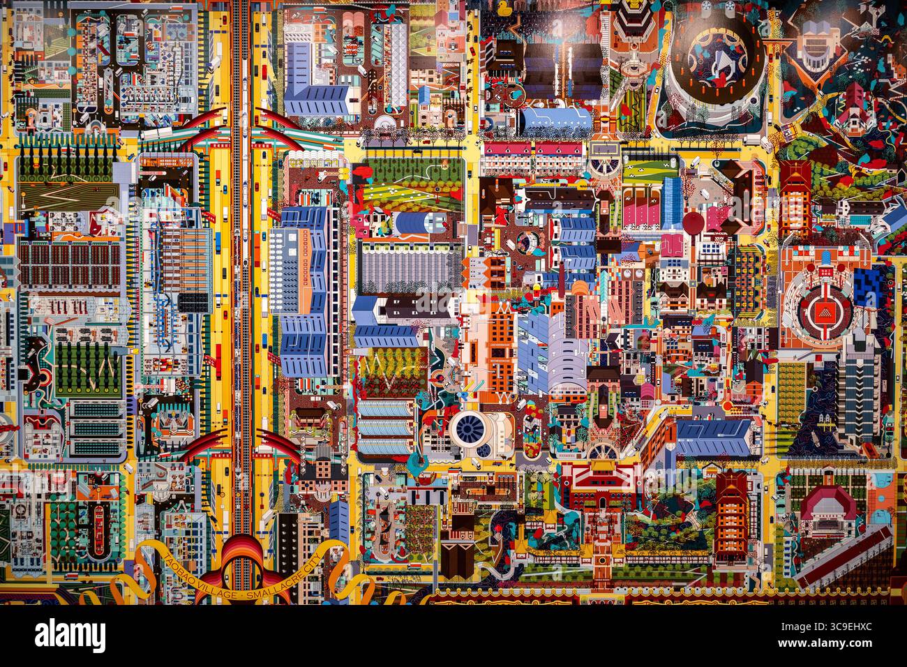 Gemälde namens Taobao Village-Smallacre City vby Han Li und Yan Hu im MOMA Kunstmuseum in New York Stockfoto