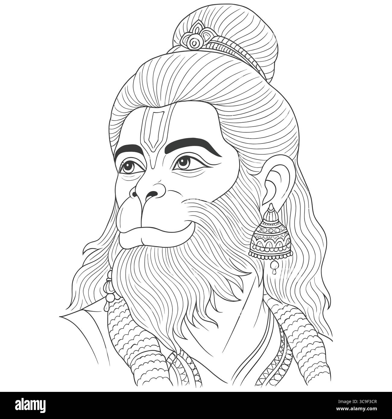 lord hanuman-Kunst mit hingebungsvoller Linie Stock Vektor