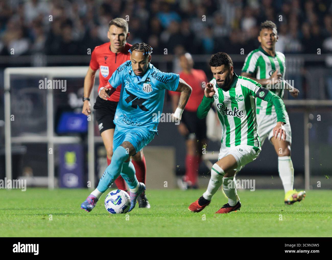 São Paulo, Brasilien. August 2025. Fußball - Brasilianische Meisterschaft 2025 - Santos und Juventude - Morumbi Stadium. Santos Neymar Júnior Stockfoto