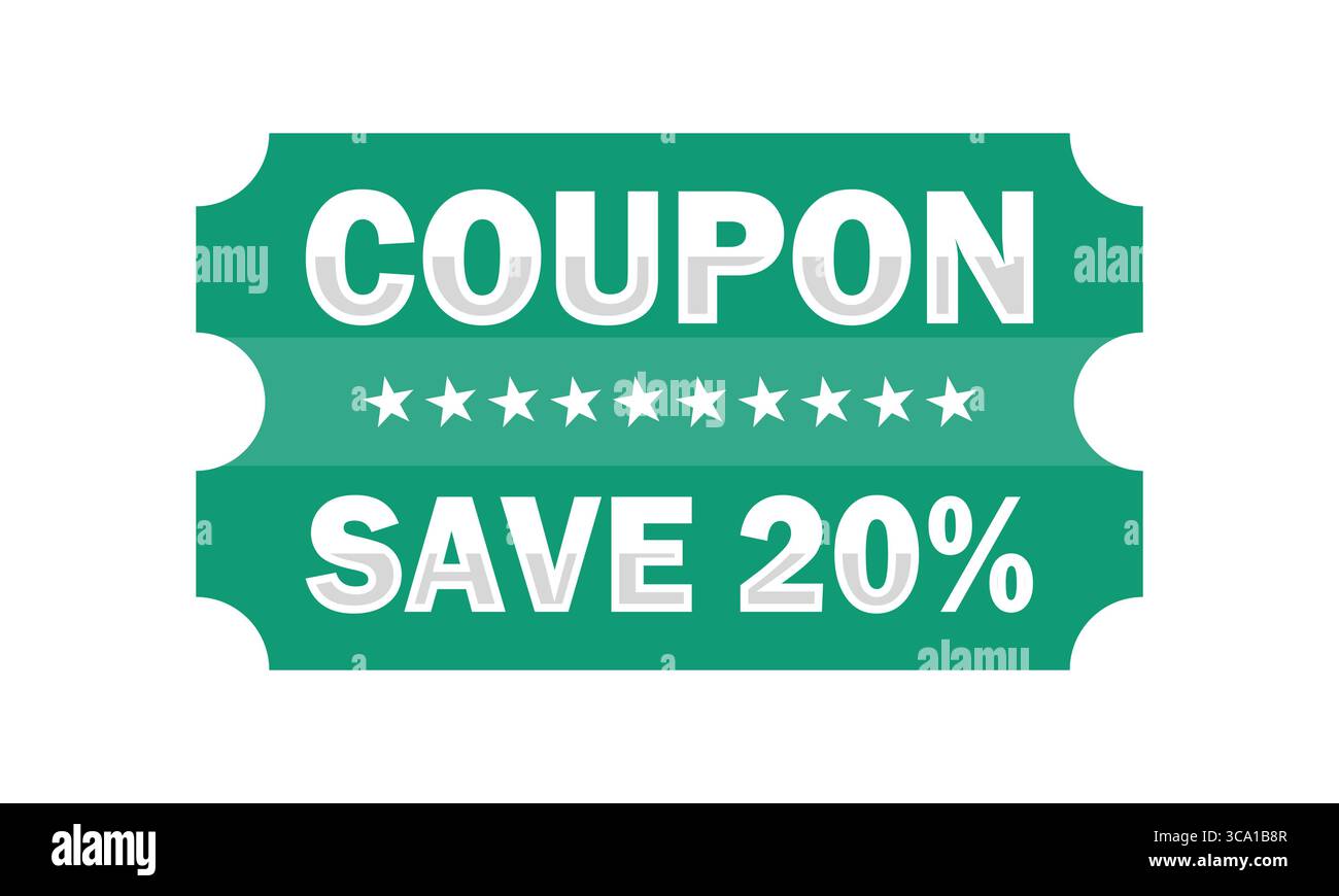 Green Save 20% Coupon Ticket Clipart – Rabattgutschein. Rabattgutschein 20 % Rabatt Stock Vektor