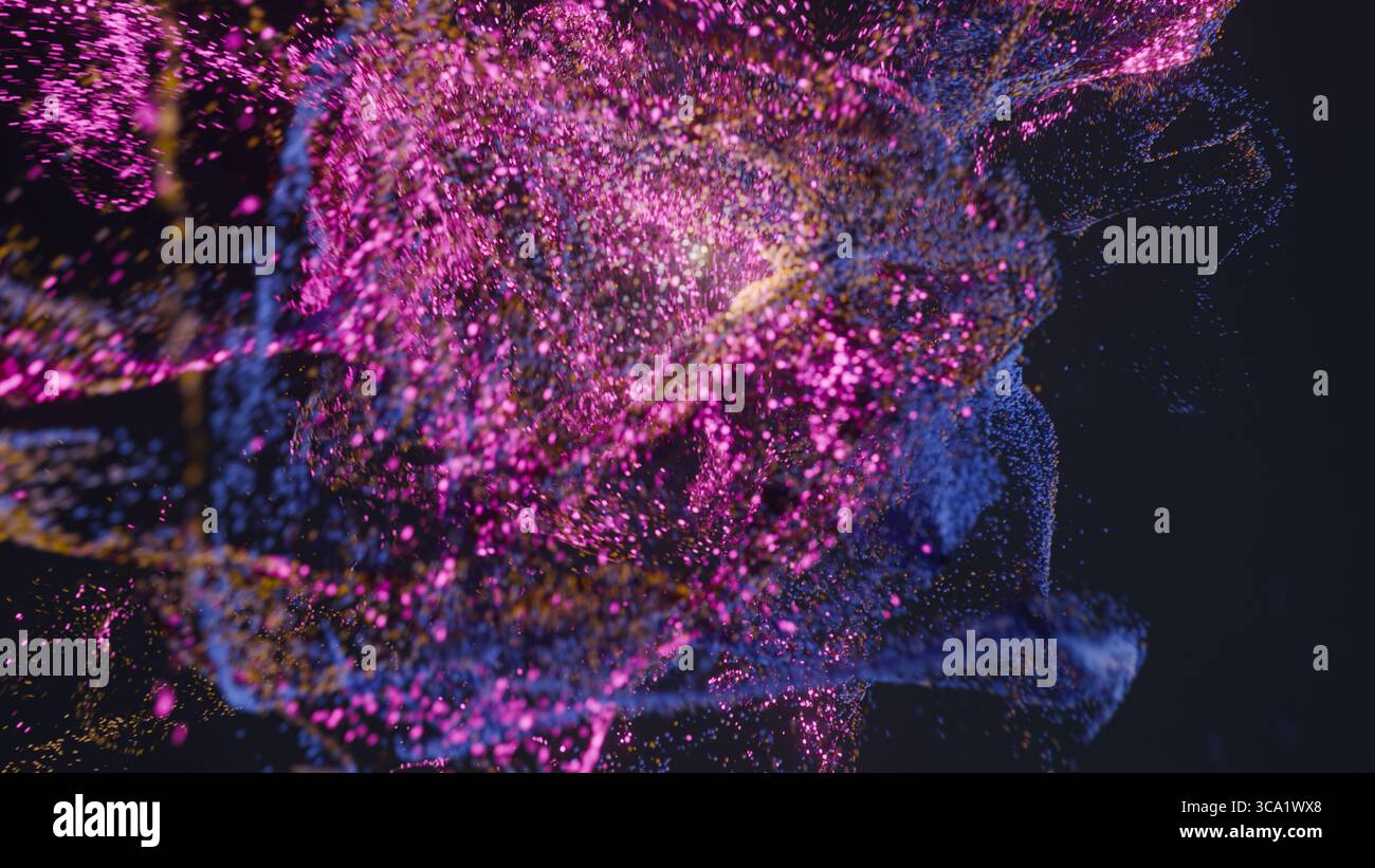 Himmelfahrt um den kosmischen Staub, 3D-Illustration einer kosmischen Odyssee durch leuchtende Sternenstaubwolken, Sci-fi-Szene. Perfekt für fesselnden Raum- Stockfoto