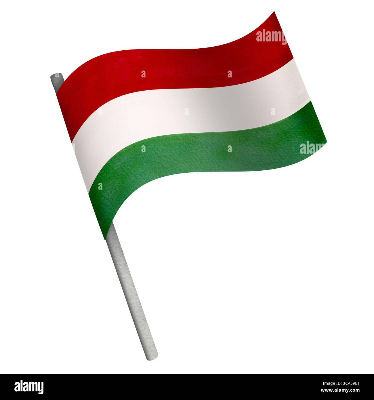 Ungarische Fahnenstange, tolles Design für jeden Zweck. Illustration der Nationalflagge im Aquarellstil. Stockfoto