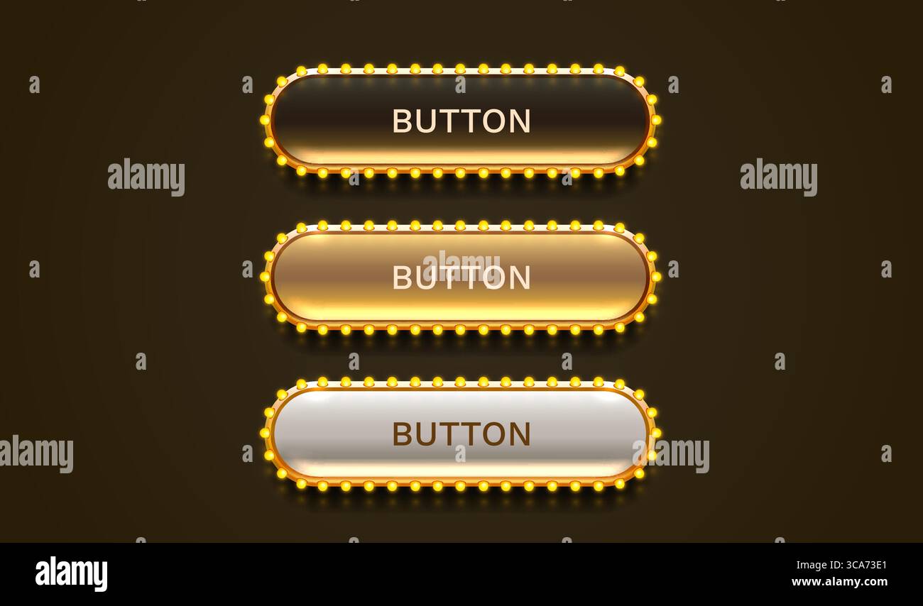 Knopfrahmen-Etikett, Event Bar Casino, Show-Schild. Vektor Stock Vektor