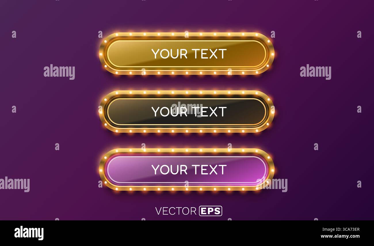 Knopfrahmen-Etikett, Event Bar Casino, Show-Schild. Vektor Stock Vektor