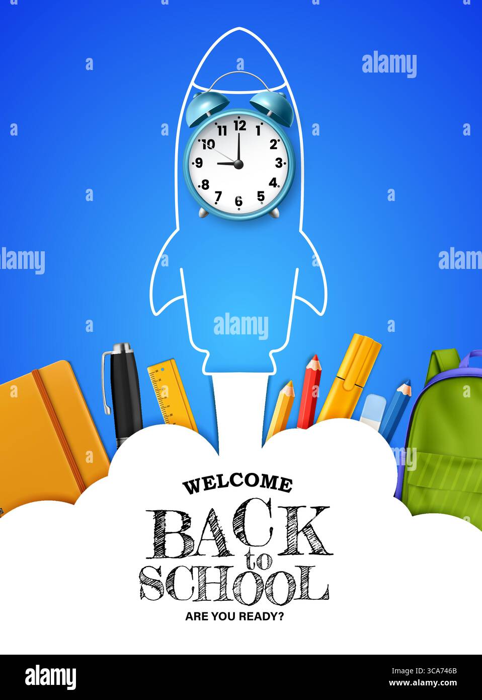 Back-to-School-Banner mit Realistic Stock Vektor