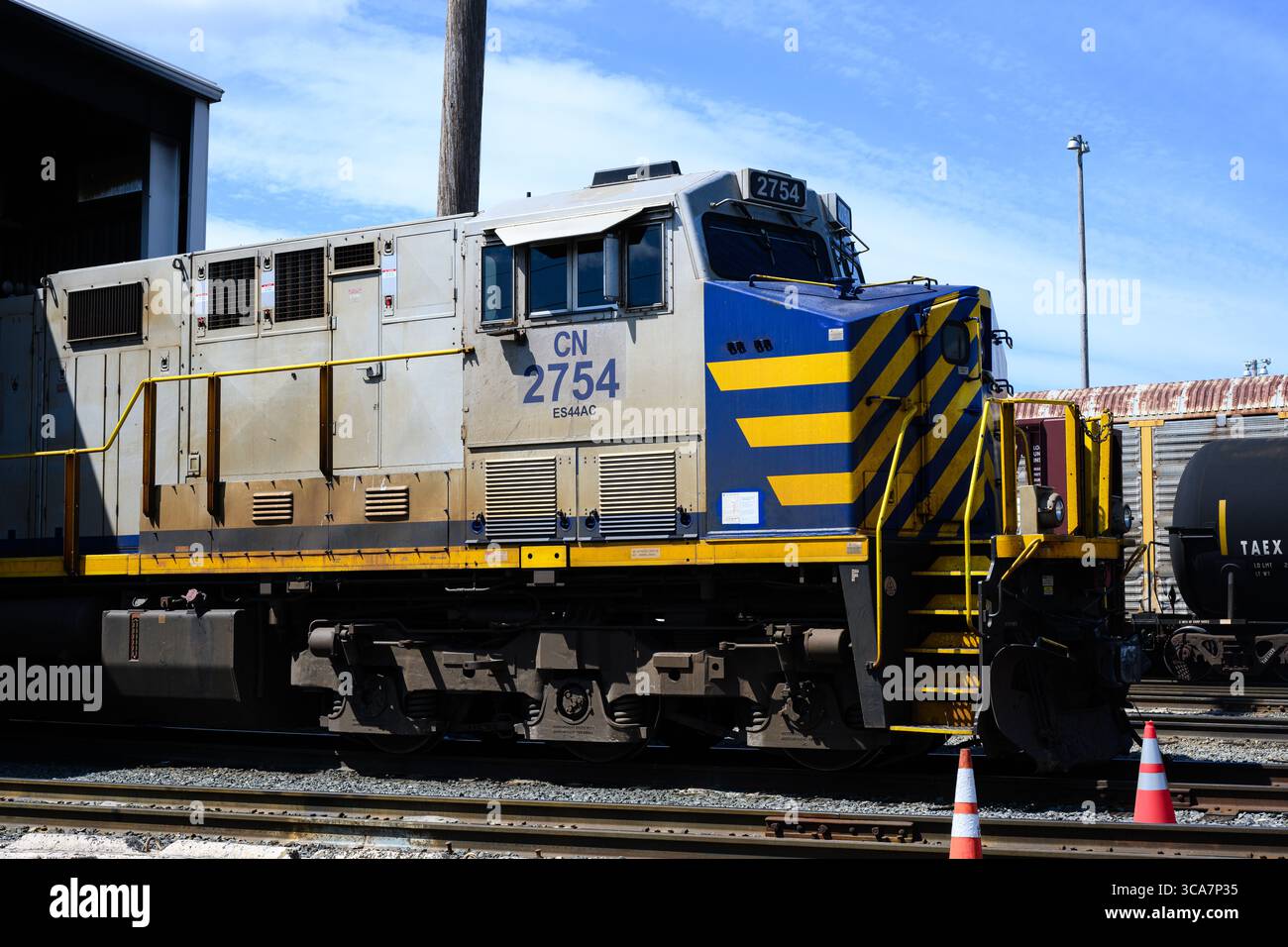 Tacoma, WA, USA - 2. Juli 2025; Canadian National 2754 ex Citirail CREX Lokomotive auf Tacoma Rail Muni Yard Stockfoto