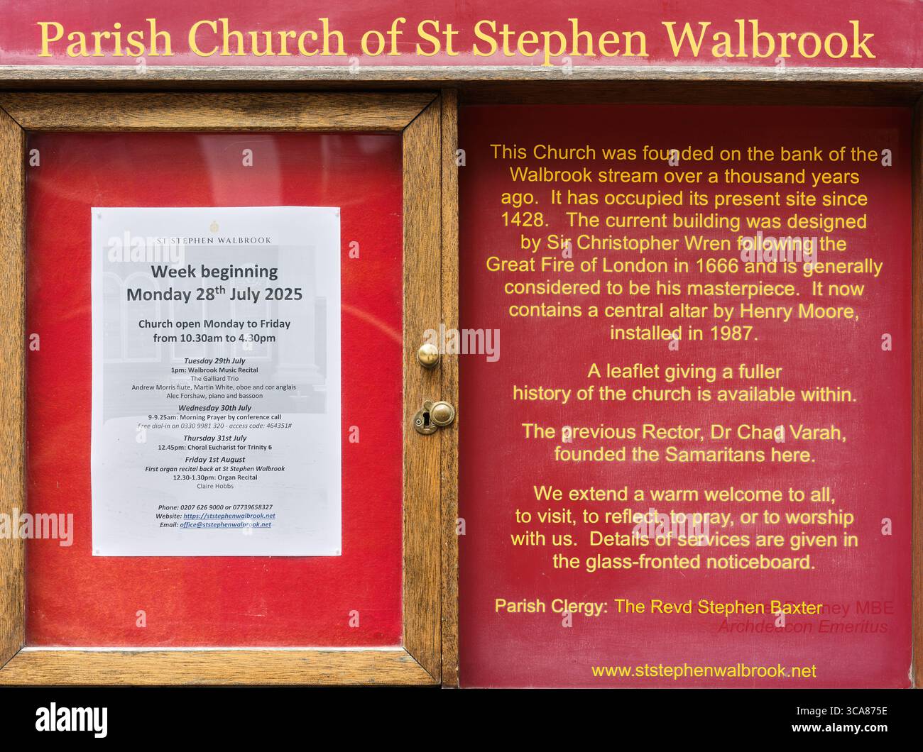 St. Stephen Walbrook Kirche, entworfen von Wren, London, England. Stockfoto