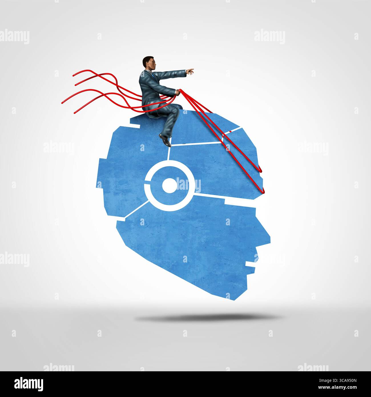 Verwaltung von KI- und Human Robot-Synergien oder Roboterautomatisierung, die von Menschen im Zuge des technologischen Fortschritts geschätzt werden und Kontrollen und Kontrolle für künstliche Intelligenz erfordern Stockfoto