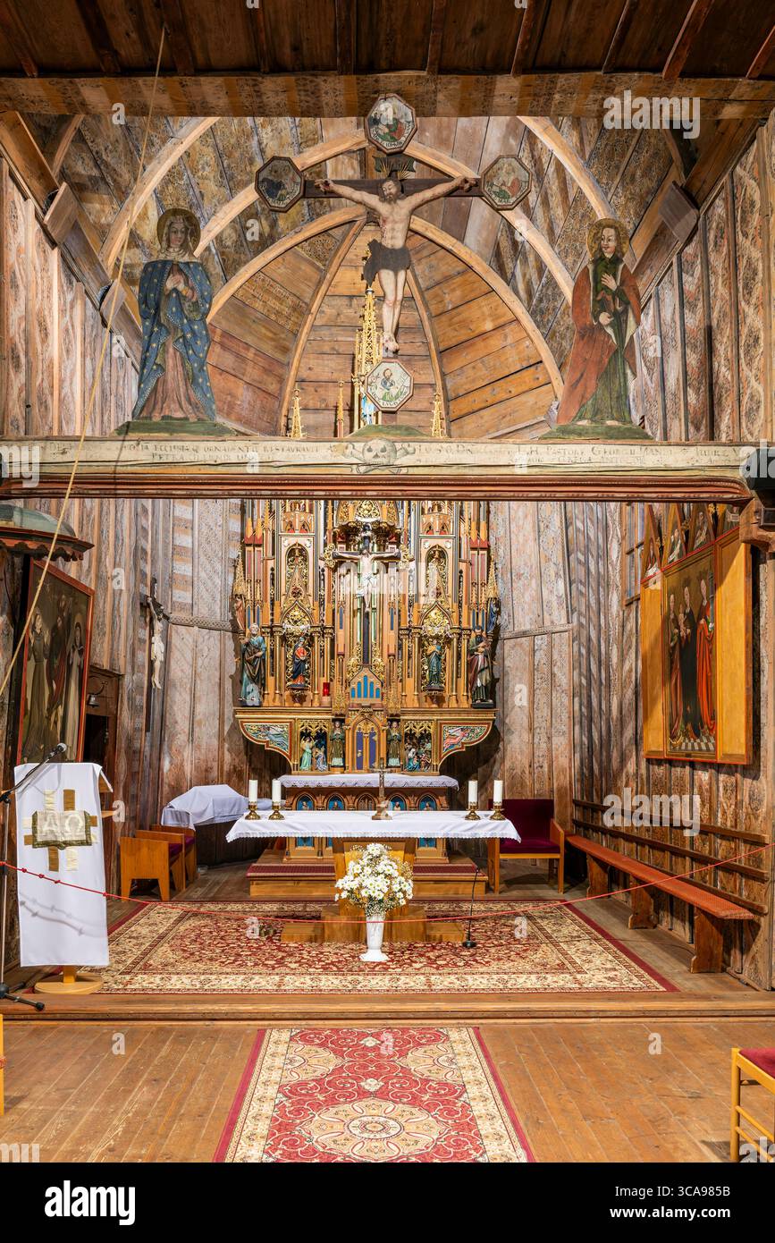 Holzkirche des Heiligen Franziskus von Assisi, Hervartov, Presov, Slowakei Stockfoto