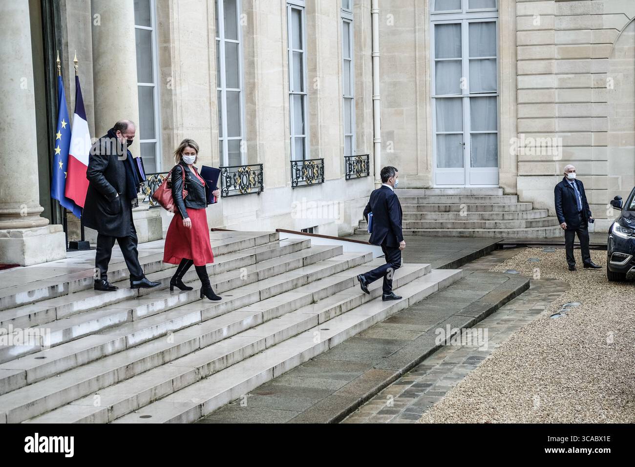 13. Januar 2021, Paris, Ile-de-France (Region, Frankreich: Eric DUPOND-MORETTI, Siegelbewahrer, Justizminister am Ende der Tagung des Ministerrats am 13. Januar 2021. (Bild: © Sadak Souici/ZUMA Press Wire) Stockfoto