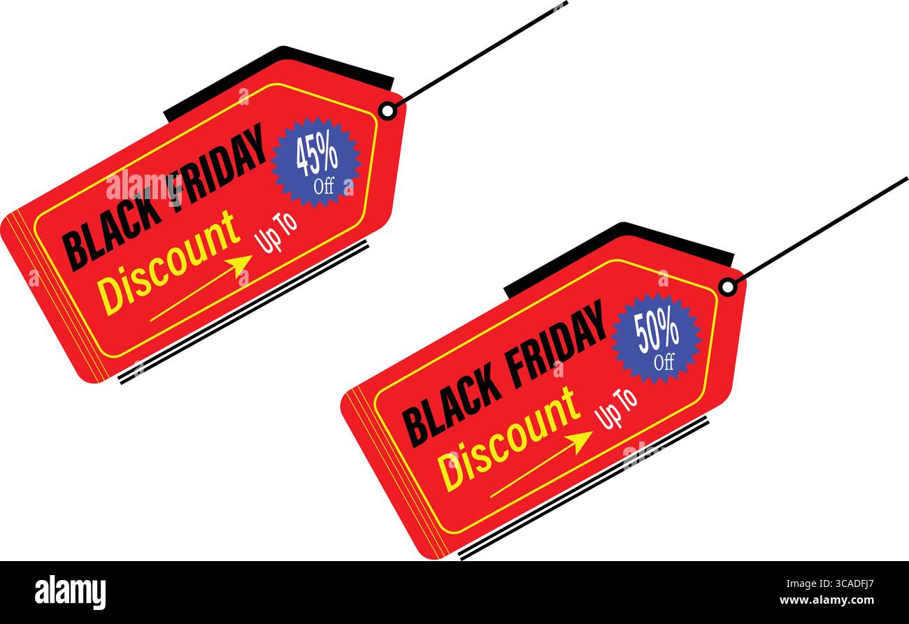 Black friday Discount Tag Vektor Design mit hängendem Etikett und Werbeabzeichen Element Stock Vektor