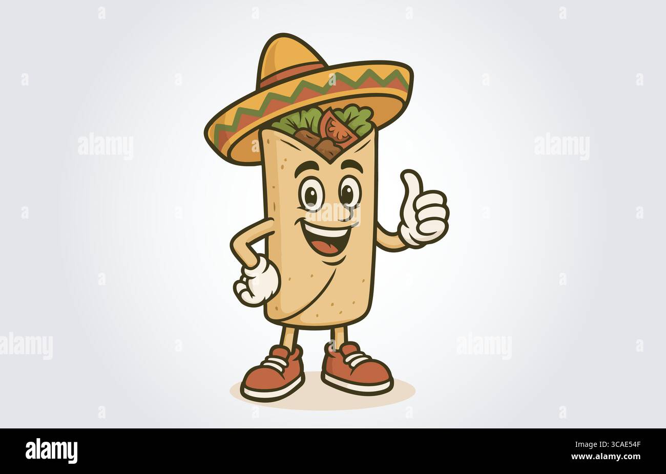 Mexikanische Burritos Maskottchen-Zeichentrickfiguren-Vorlage Stock Vektor