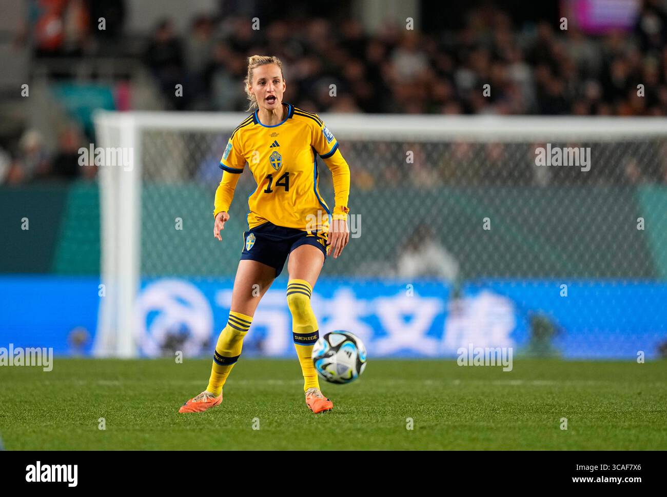 11. August 2023: Nathalie Bjorn (Schweden) kontrolliert den Ball während eines Spiels , AT , . Kim Price/CSM (Kreditbild: © Kim Price/CSM via ZUMA Press Wire) Stockfoto