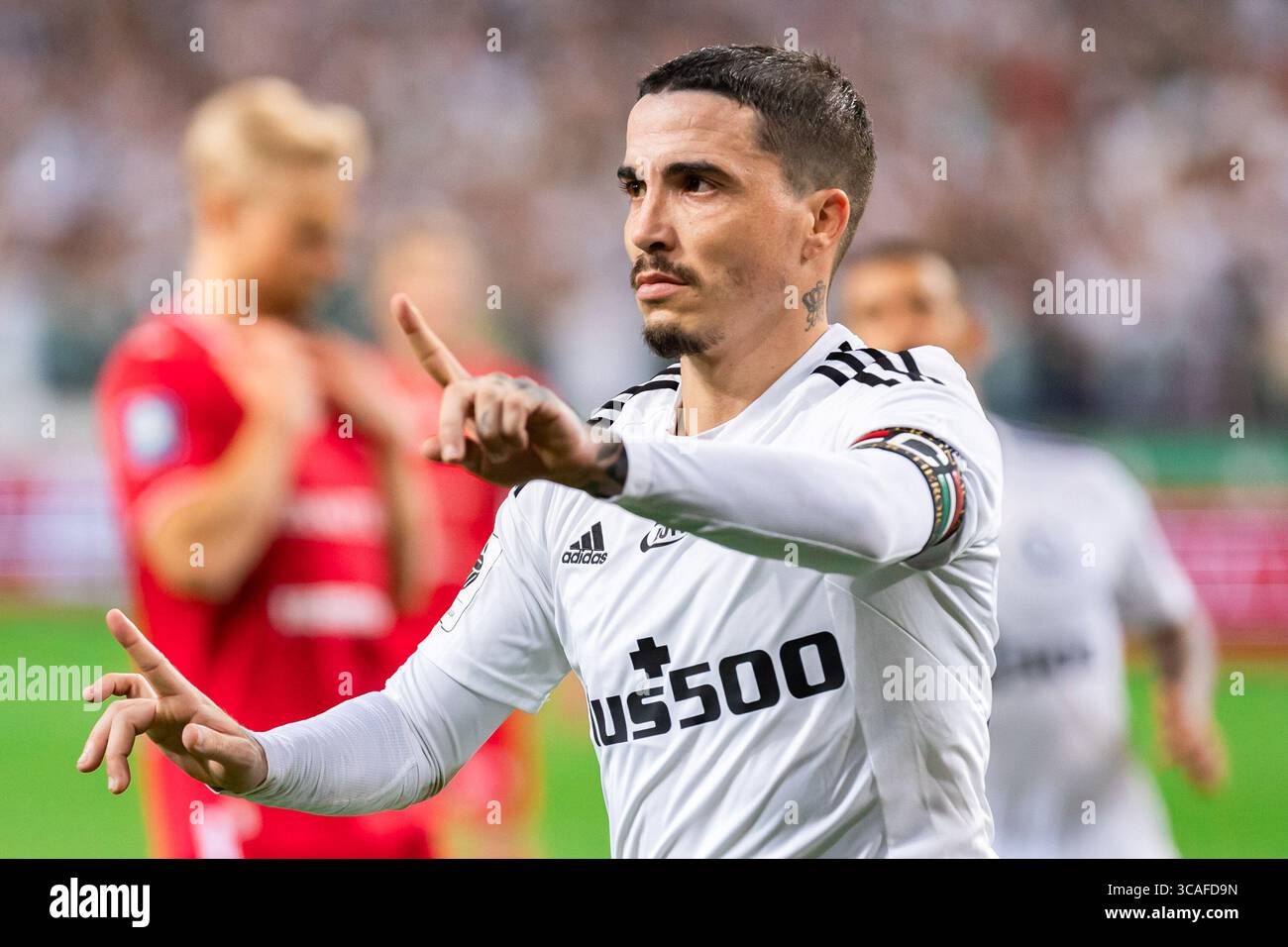 3. September 2023, Warschau, Polen: Josue Pesqueira aus Legia feiert ein Tor während des Polnischen PKO Ekstraklasa League-Spiels zwischen Legia Warszawa und Widzew Lodz im Marschall Jozef Pilsudski Legia Warschau Municipal Stadium. (Foto: © Mikolaj Barbanell/SOPA Images via ZUMA Press Wire) Stockfoto