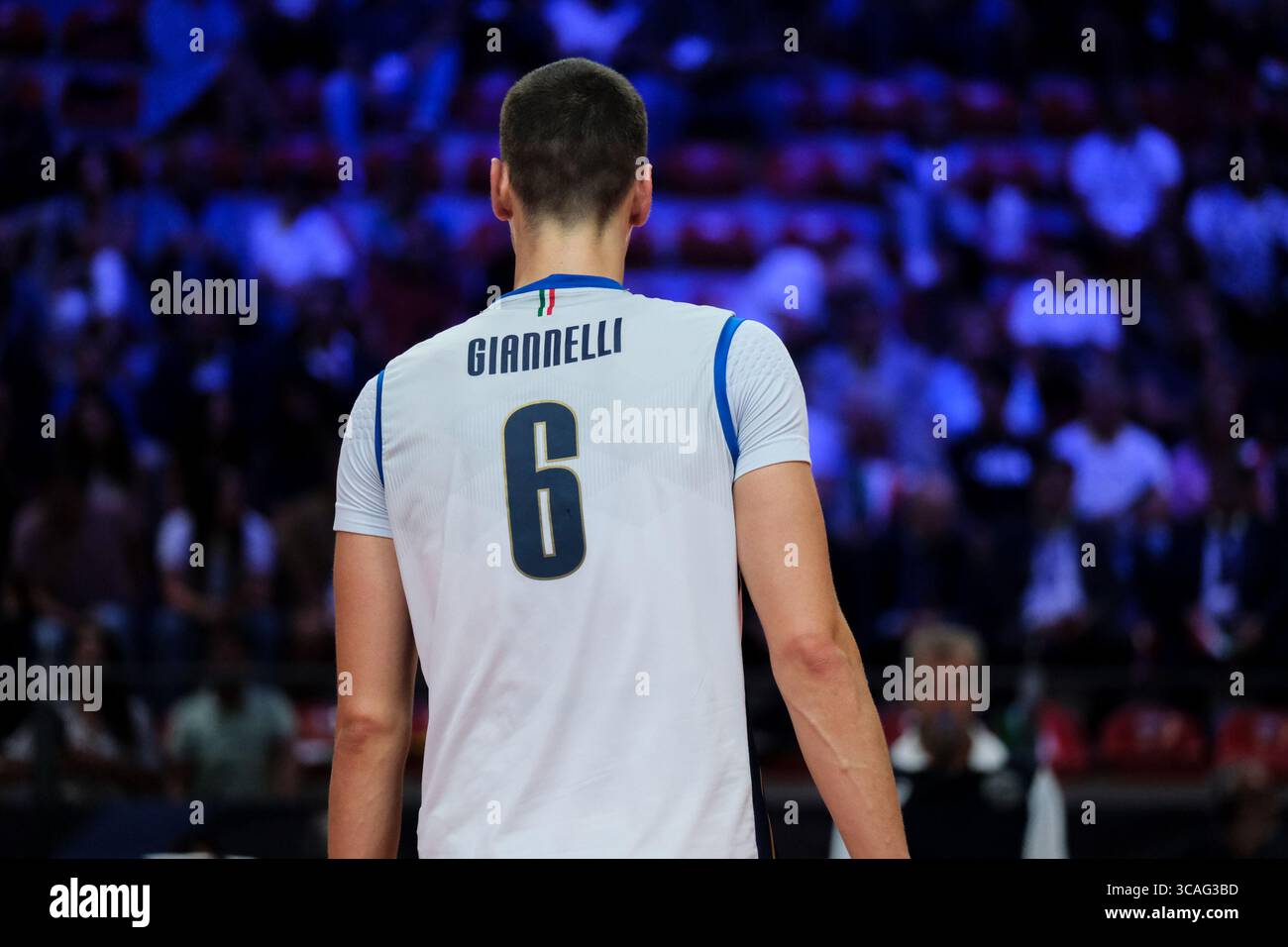 4. September 2023, Ancona, Italien: Simone Giannelli aus Italien, die am 6. Tag der Finalrunde der Männer-Volleyball-Europameisterschaft 2023 zwischen Italien und der Schweiz in Palaprometeo zu sehen war. Endergebnis; Italien 3:0 Schweiz. (Foto: © Davide Di Lalla/SOPA Bilder via ZUMA Press Wire) Stockfoto