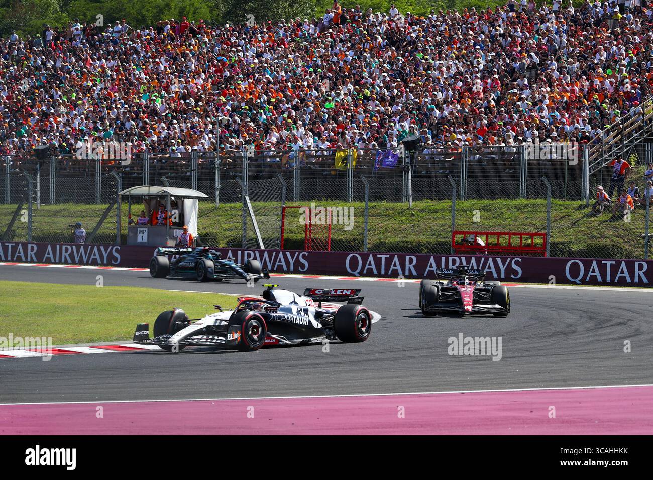 Juli 2023, Budapest, Rieti, Ungarn: Yuki Tsunoda (JAP) Alpha Tauri AT04..während des RENNENS, Sonntag, 23. Juli, FORMEL 1 QATAR AIRWAYS GROSSER PREIS VON UNGARN 2023 - 21. Juli bis 23. Juli 2023 Hungaroring, Budapest, Ungarn (Kreditbild: © Alessio de Marco/ZUMA Press Wire) Stockfoto