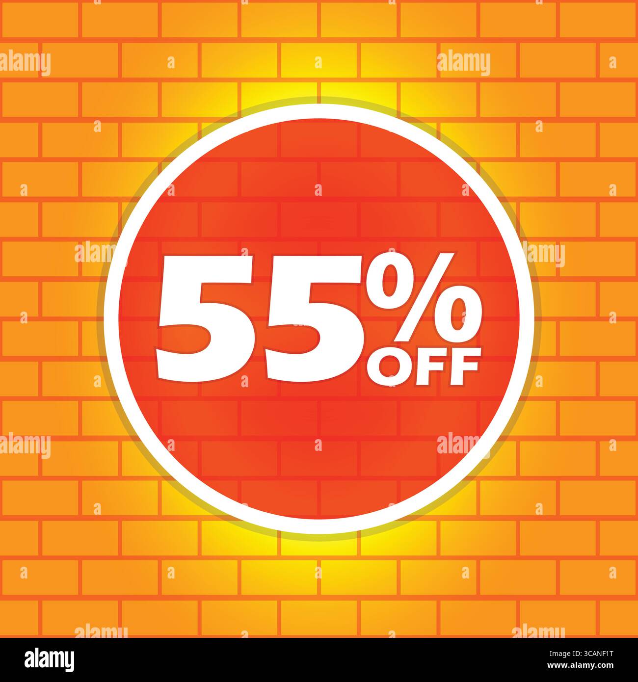 55 % Rabatt auf Verkaufsbanner auf Backsteinwand Hintergrund Stock Vektor
