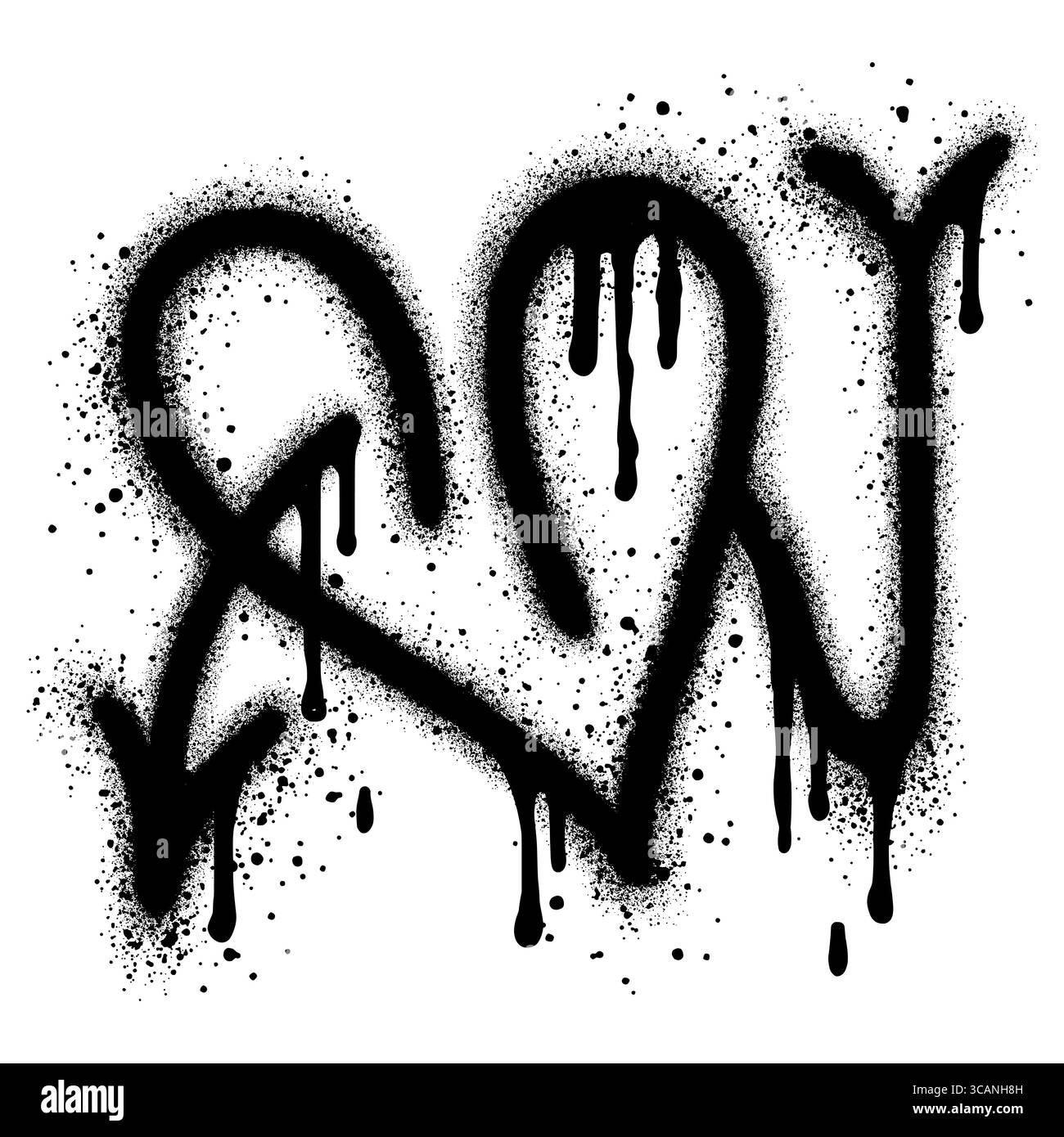 Graffiti-Stil Herz und Pfeil isoliert auf weißem Hintergrund. Stock Vektor