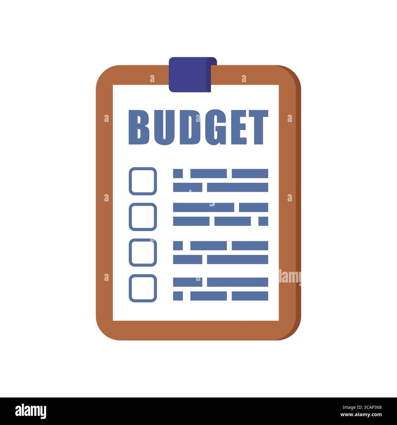 Zwischenablage mit einem Budgetdokument. Geeignet für Finanzen, Buchhaltung, Geldmanagement, Planung und Finanzpräsentationen. RU: Stock Vektor