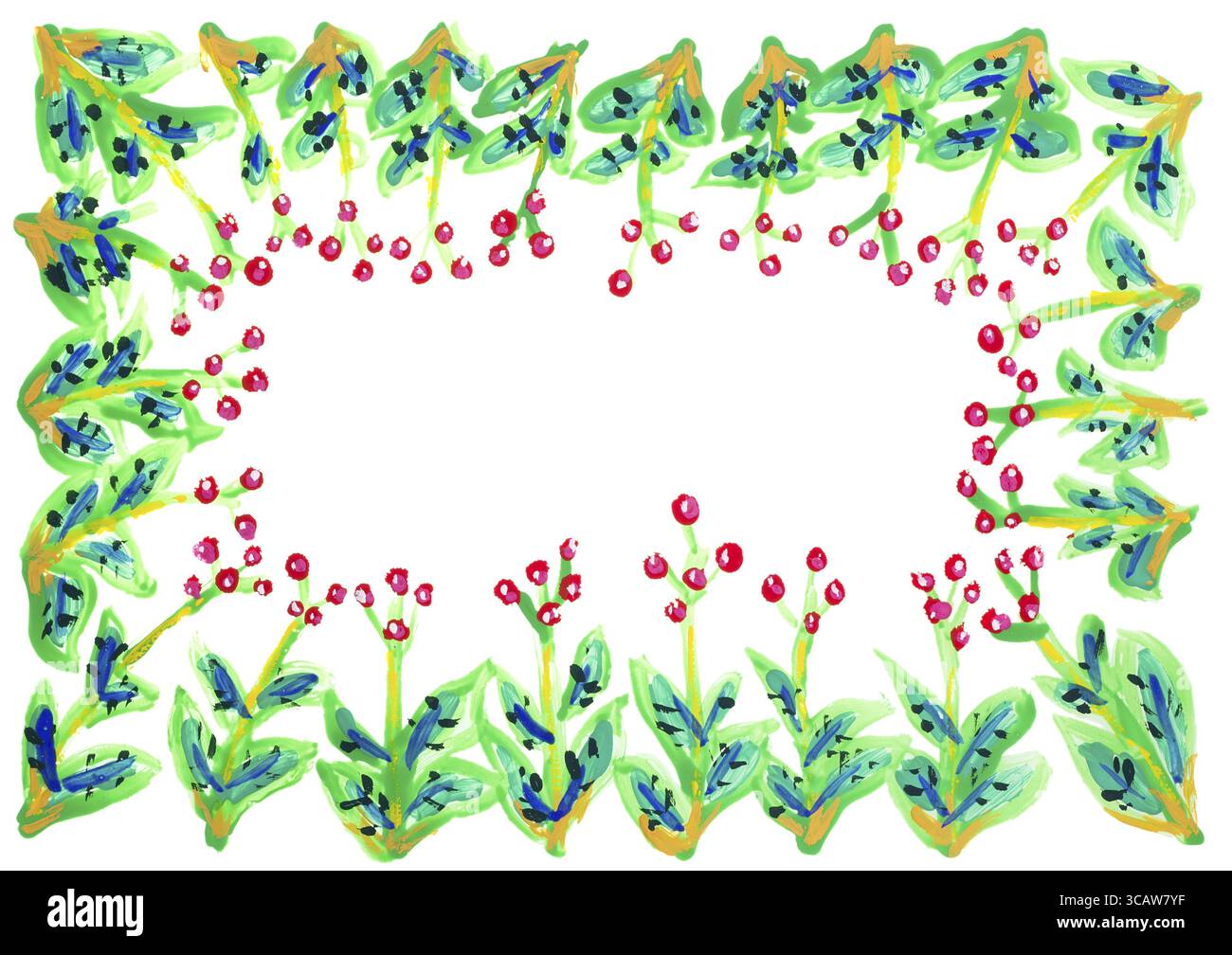 Roter Wald Beeren floral isoliert abstrakt Gestell aus lackiertem Stockfoto