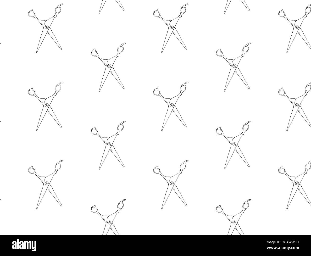 Nahtloses Schere-Haar-Salon-Muster. Abbildung der grafischen Vektorfarbe. Symbol für Scherenzeichen. Für Poster, Einladung, Hintergrund, Anzeige, Verkauf pro Stock Vektor