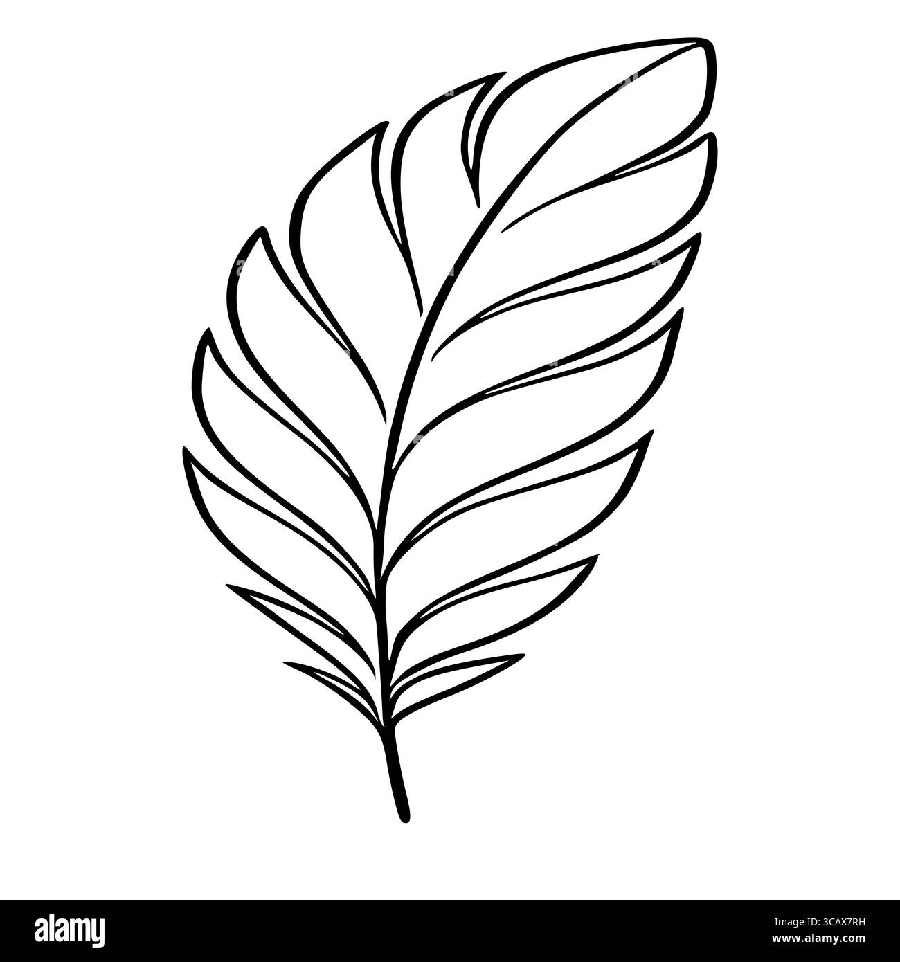 Elegante Vektorillustration eines stilisierten Einzelblattes mit einer zentralen Vene und parallelen Linien, perfekt für minimalistische Designs und naturinspirierte Projekte Stock Vektor