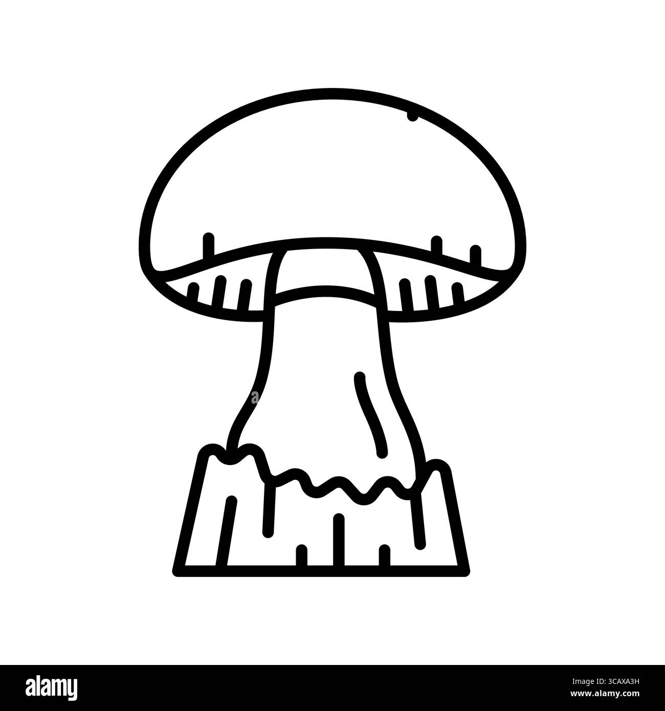 Schwarze Linie mit Pilzfrucht für digitale und gedruckte Projekte. Minimale bereinigte Symbole für Apps und Websites. Moderne, einfache Symbole für UI UX und brandi Stock Vektor