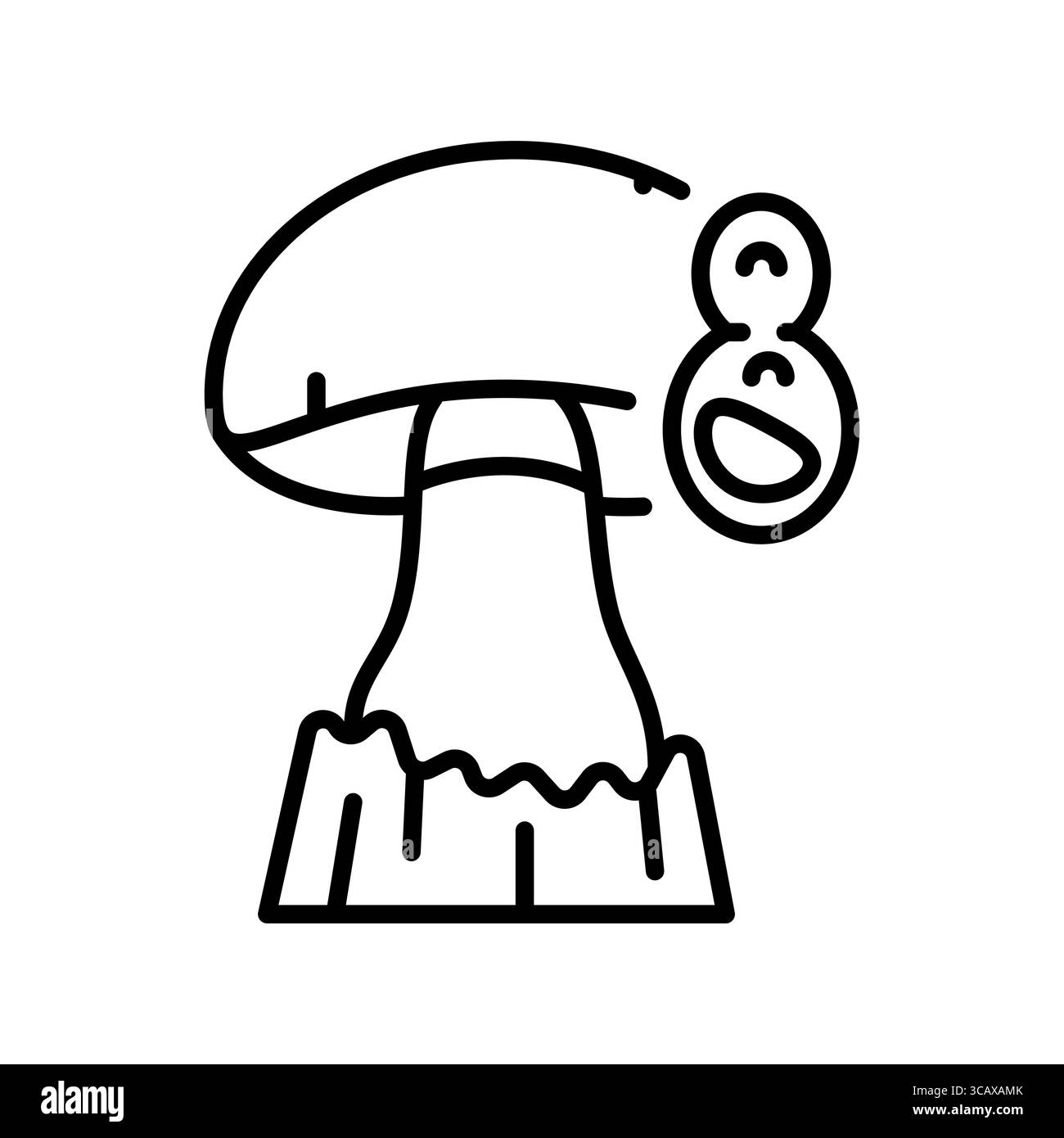 Schwarzes Symbol für Pilzsporen für digitale und gedruckte Projekte. Minimale bereinigte Symbole für Apps und Websites. Moderne, einfache Symbole für UI UX und Branding Stock Vektor