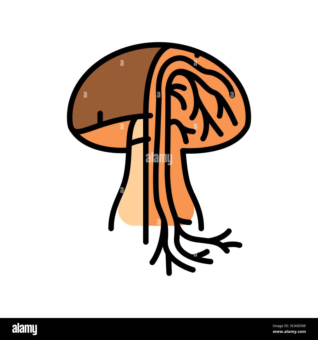 Farblinien-Symbol für Hyphae-Pilze für digitale und gedruckte Projekte. Minimale bereinigte Symbole für Apps und Websites. Moderne, einfache Symbole für UI UX und Branding Stock Vektor