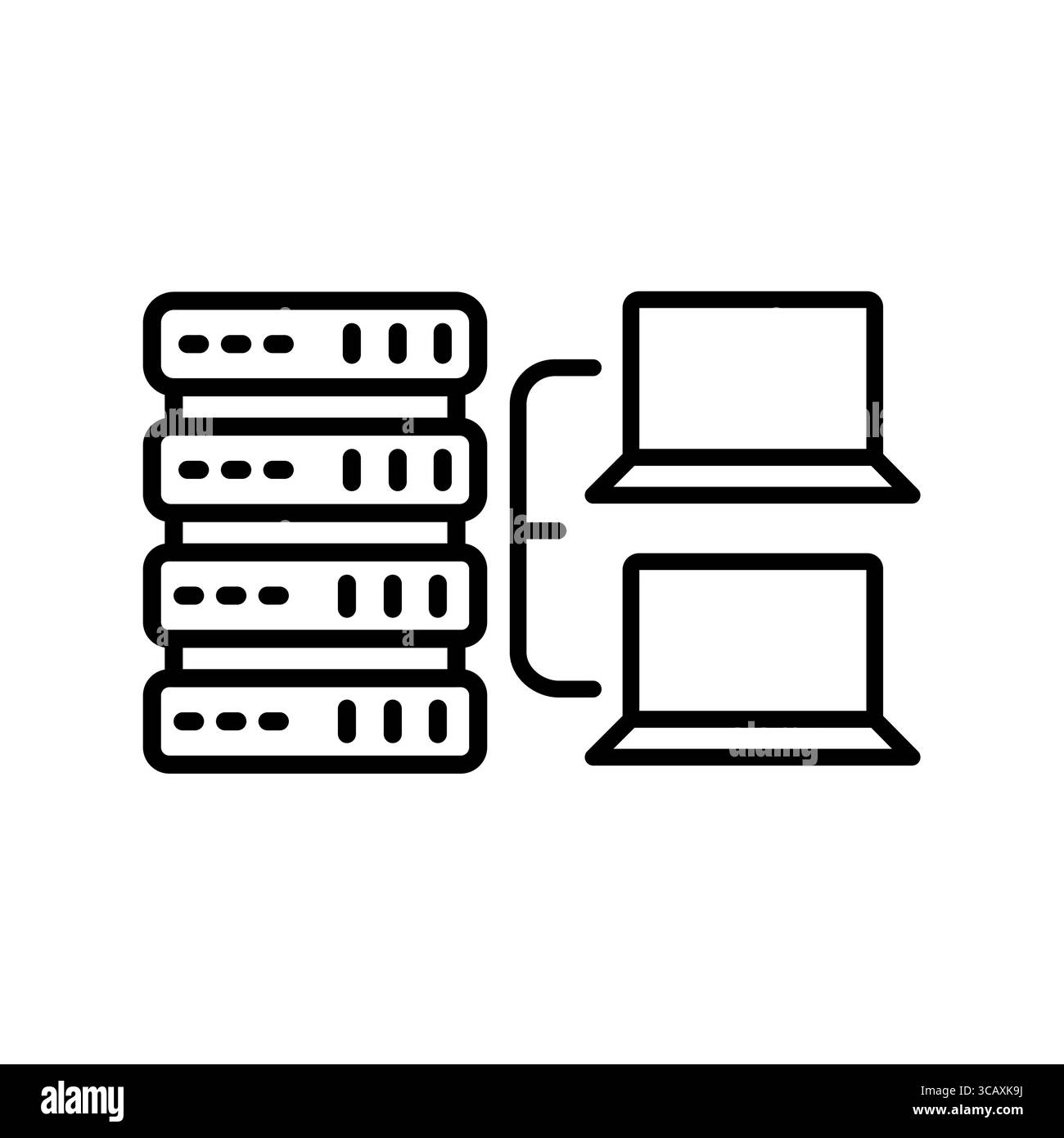 Symbol für die schwarze Linie der virtuellen Maschine. Vektor isoliertes Element.editierbare Kontur Stock Vektor