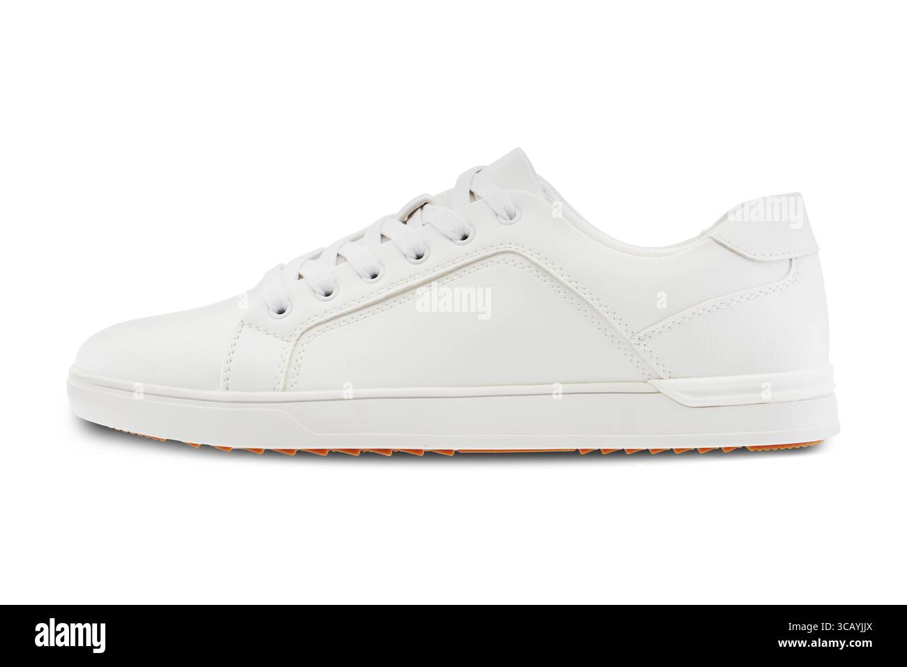 Lässiger weißer Herrenschuh, Seitenansicht Stockfoto