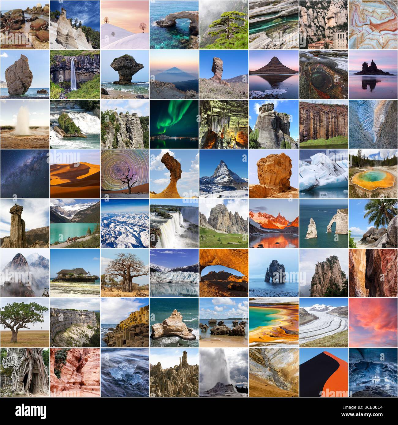 Weltberühmte Landschaft und Naturwunder als Touristenattraktion Collage Stockfoto
