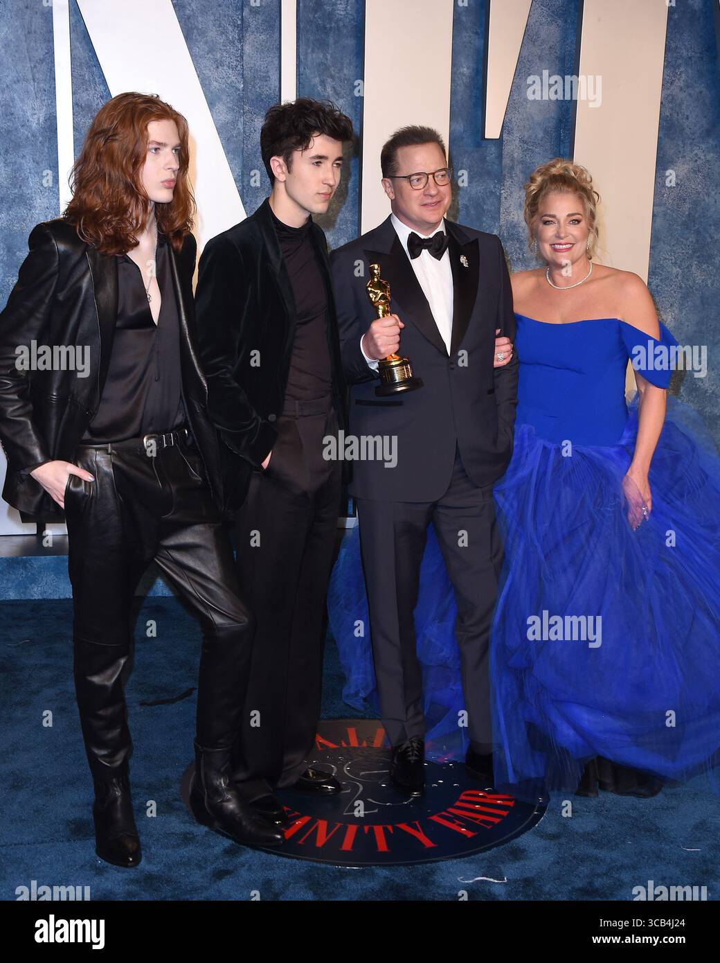 März 12, 2023, Los Angeles, CA, USA: LOS ANGELES - 17. März: Jeanne Moore, Brendan Fraser, Holden Fletcher Fraser, Leland Francis Fraser zum 50. Jahrestag der Jungen und Restlosen im Vibiana am 17. März 2023 in Los Angeles, CA (Kreditbild: © Kathy Hutchins via ZUMA Press Wire) Stockfoto