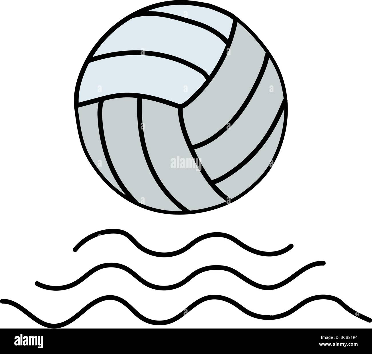Volleyballball schwimmend auf Wasseroberfläche, einfache Sportsykone Stock Vektor