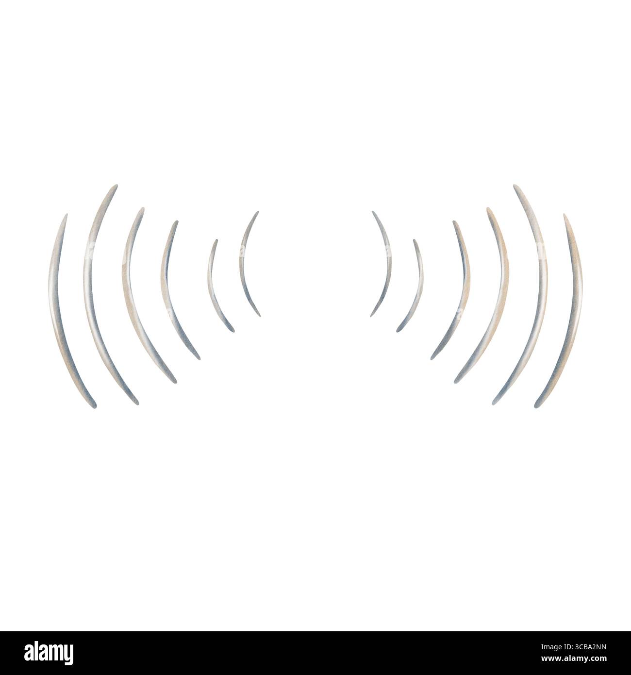 Internet und Schallwellen in cemi-Kreisform als Symbol für Technologie, Fortschritt und 20er Jahrhundert. Handgezeichnete Aquarellillustration isoliert auf Stockfoto