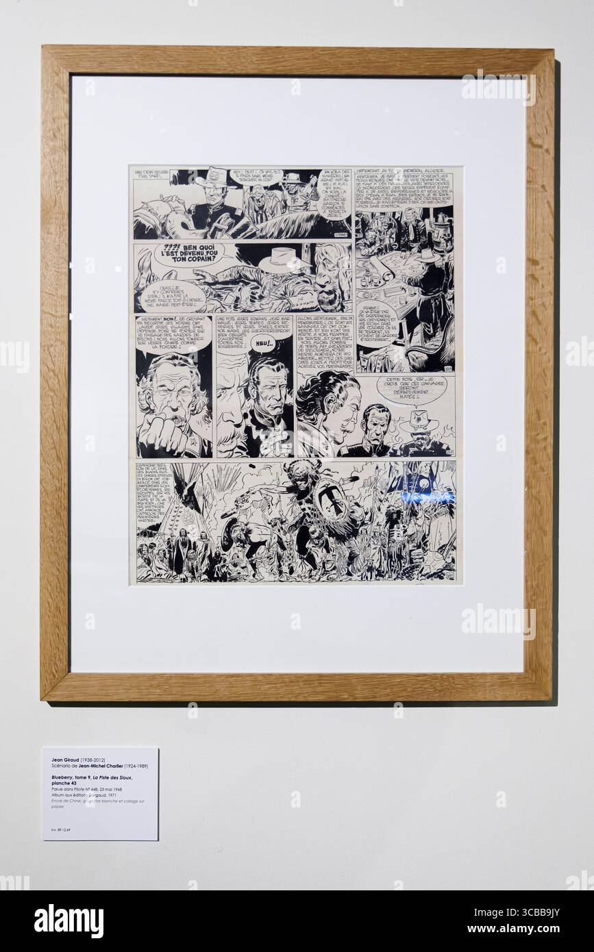 Frankreich, Charente, Angouleme, Comic-Museum, Blueberry Originalseite (Jean Giraud, Jean-Michel Charlier) Stockfoto