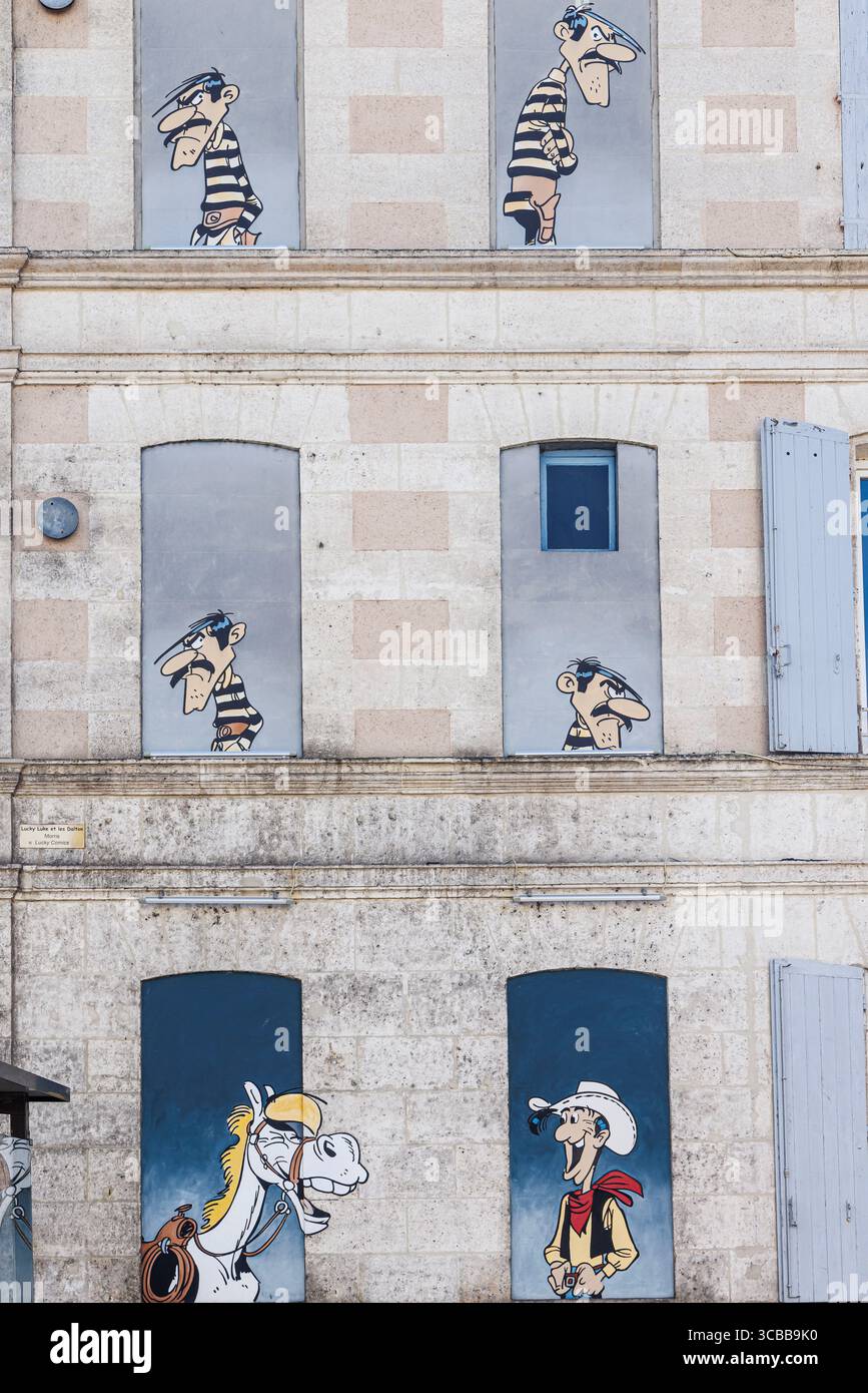 Frankreich, Charente, Angouleme, die gemalten Wände, Lucky Luke Stockfoto