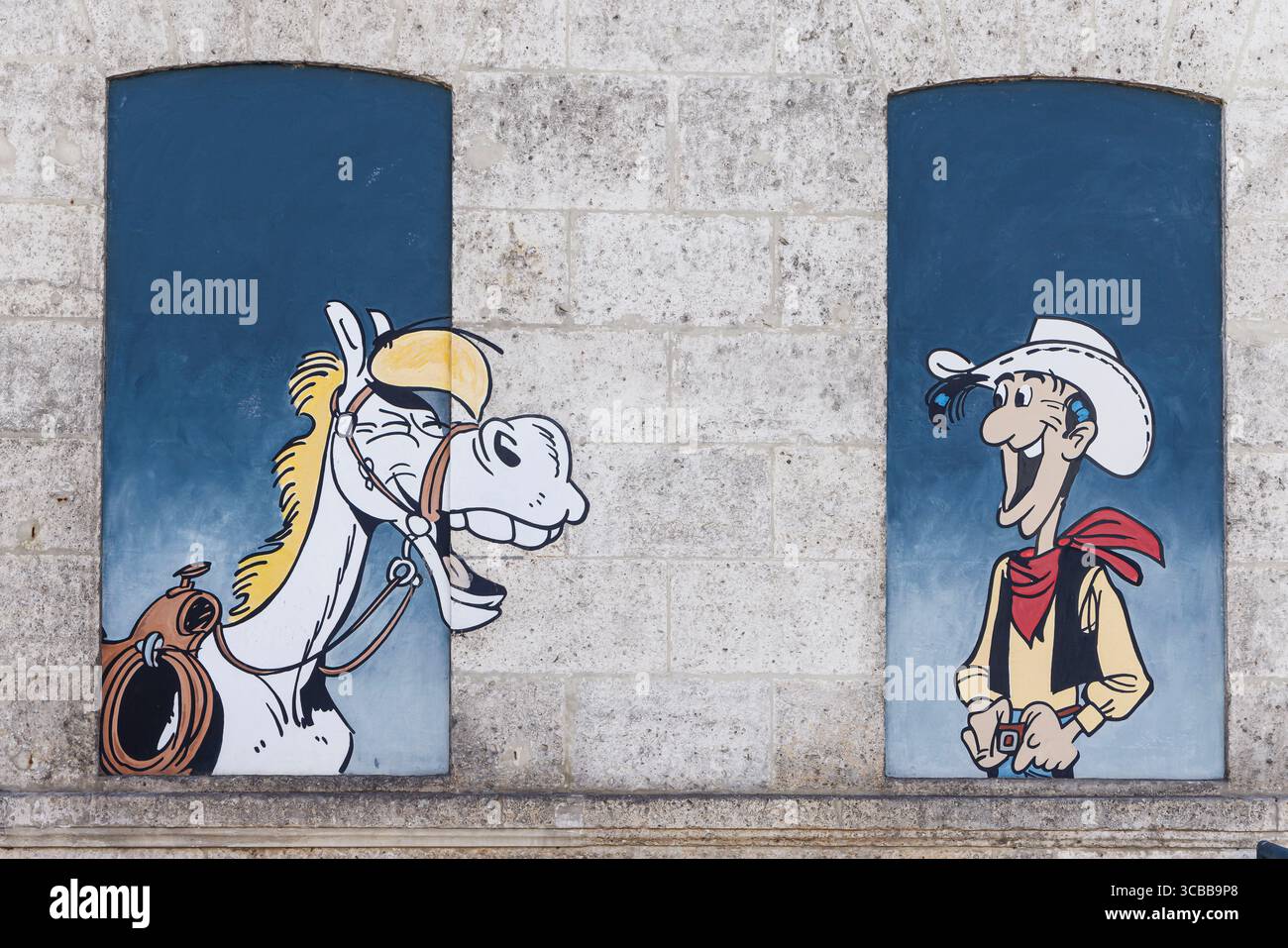 Frankreich, Charente, Angouleme, die gemalten Wände, Lucky Luke Stockfoto