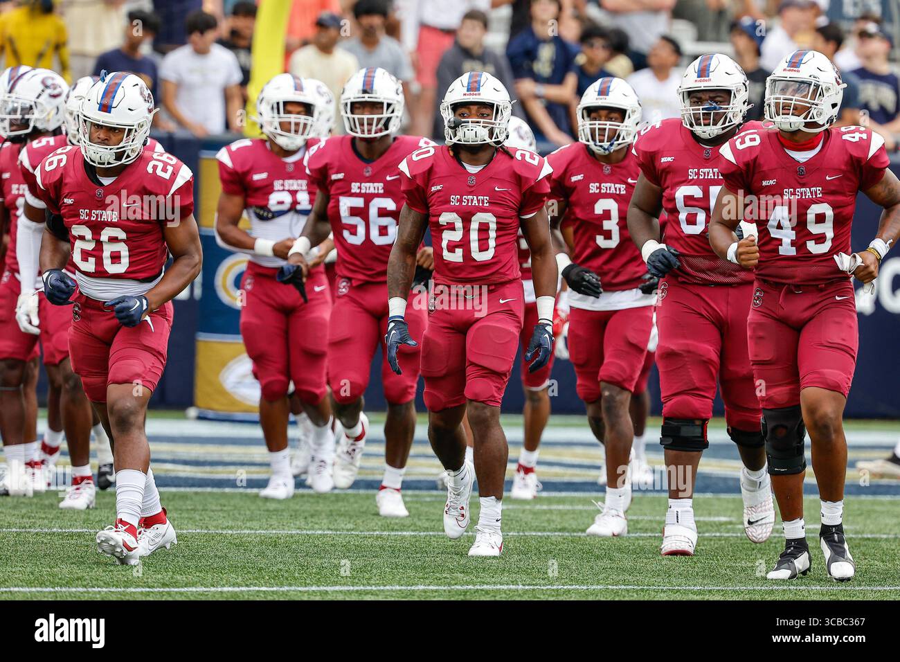 9. September 2023: South Carolina State macht sich bereit für das NCAA-Fußballspiel mit den Georgia Tech Yellow Jackets und den South Carolina State Bulldogs, gespielt im Bobby Dodd Stadium auf dem Campus der Georgia Tech in Atlanta, Georgia. Cecil Copeland/CSM (Kreditbild: Stockfoto