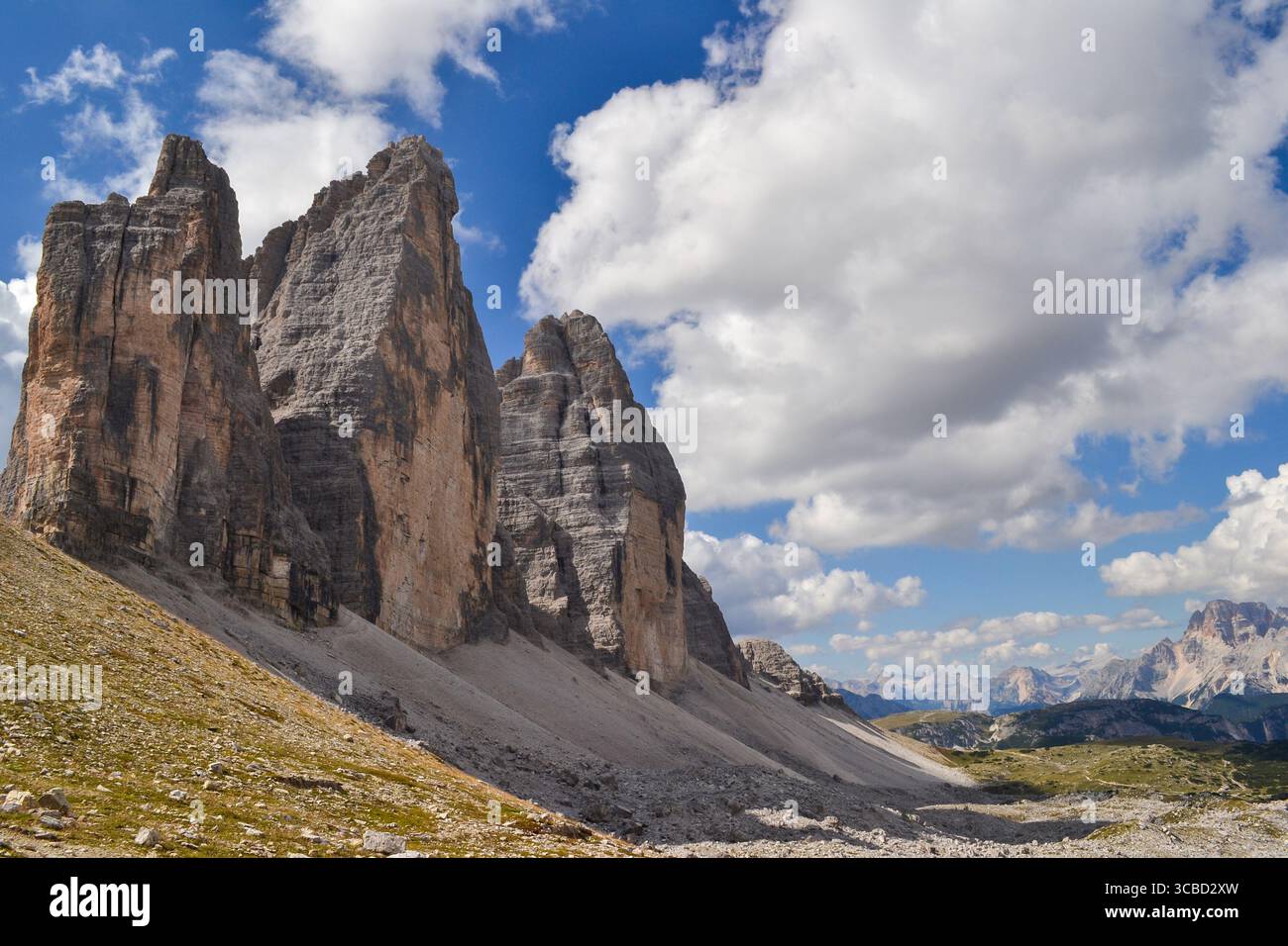 Tre Cime di Lavaredo, Dolomiten, Alpen, Italien Stockfoto
