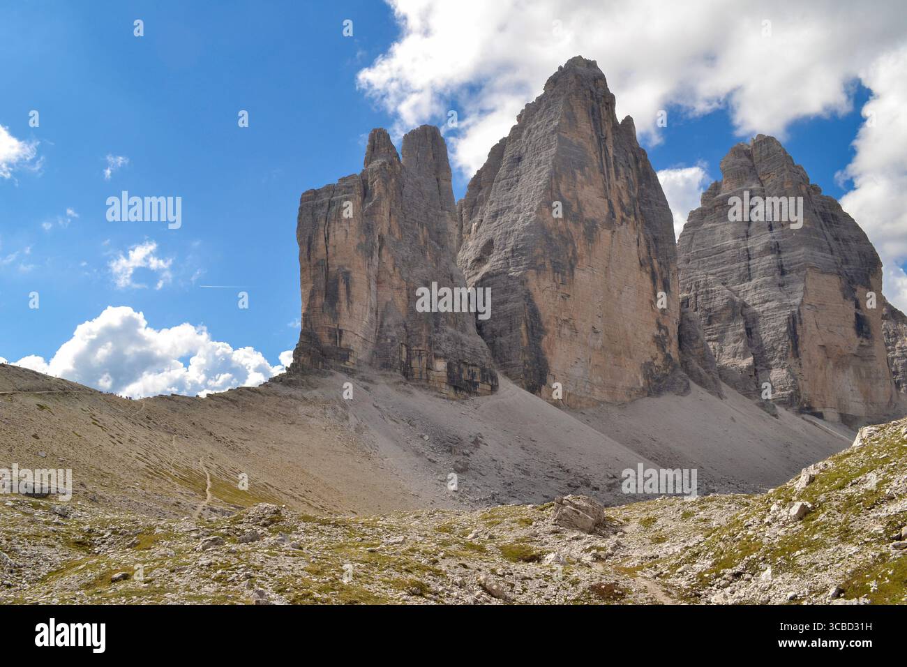 Tre Cime di Lavaredo, Dolomiten, Alpen, Italien Stockfoto