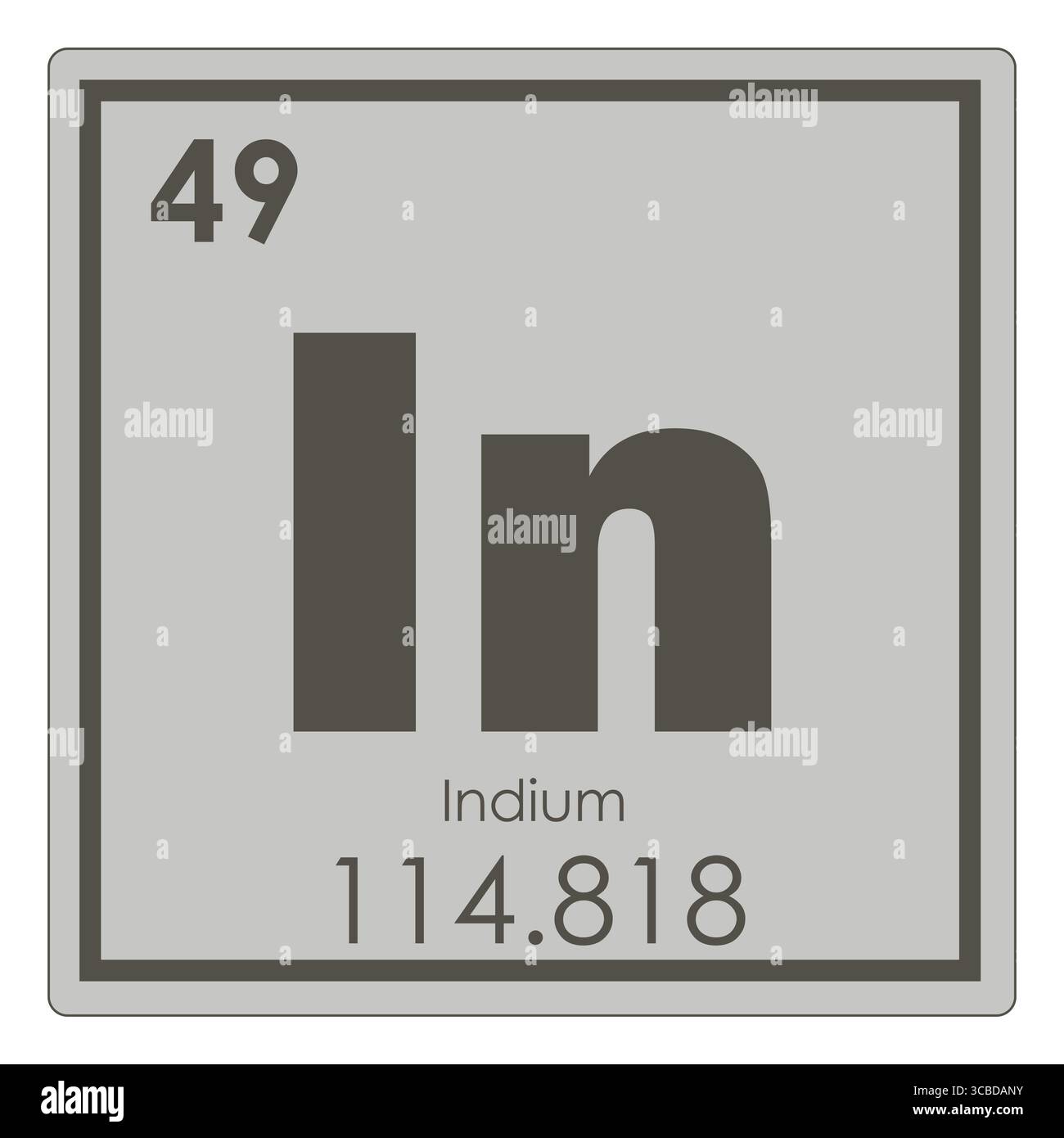 Indium chemische Element Periodensystem Wissenschaft Symbol Stockfoto