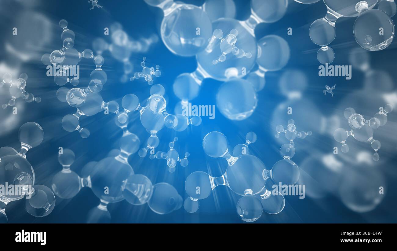 Hintergrund chemischer Moleküle. DNA. Biometrisches Datenkonzept. Stockfoto